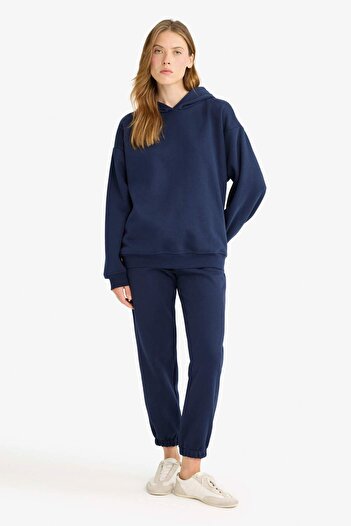 DeFacto Basic Plain Pocketed Waist Lace-Up Thick Jogger Sweatpants F9622Ax25Au