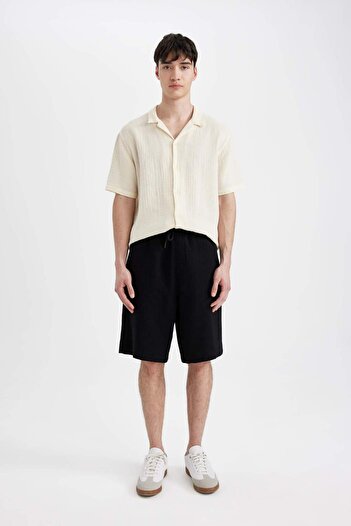 DeFacto 100% Cotton Relax Fit Pocket Basic Plain Bermuda Shorts C7589Ax24Sm