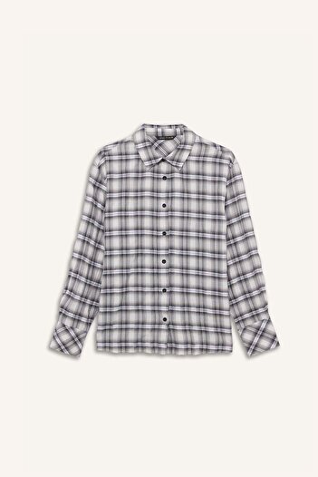DeFacto Coool Oversize Wide Fit Textured Checkered Long Sleeve Shirt F9474Ax25Au