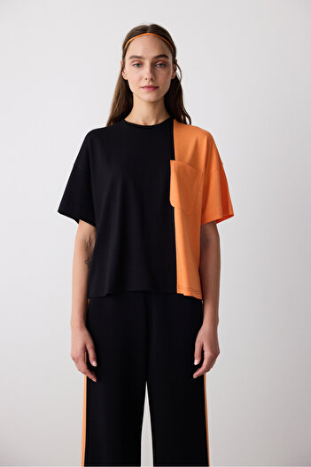 Penti Μαύρο Color Block Vanni T-Shirt - Συλλογή Saude