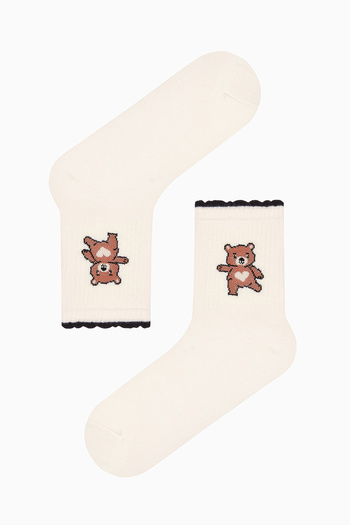 Penti 3 Pairs Cotton Teddy Bear Patterned Socks