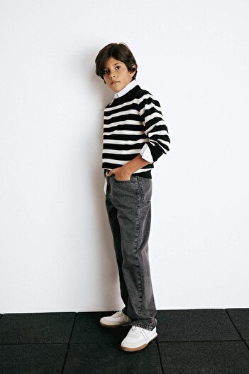 DeFacto Boy's Wide Leg Straight Leg Jeans F0453A825Wn