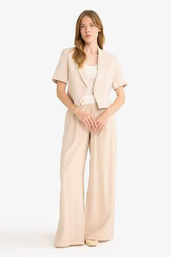 DeFacto Cropped Fit Jacket Collar Blazer Jacket F9119Ax25Sm