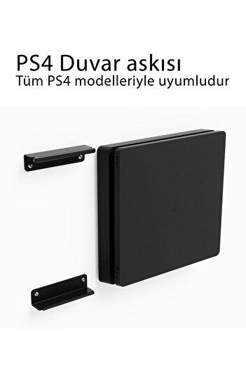 KİOfisi Ps4, Ps4 Slim, Ps4 Pro, Ps4 Fat Uyumlu Duvar Askı Aparatı Yanında Hediye 2 Adet Konsol Tutucu