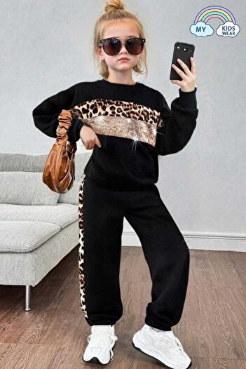 My Kids Wear Set de trening cu dungi leopard pentru fete 3-14 ani 12059