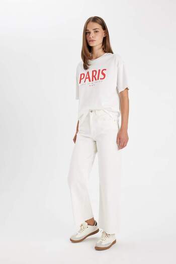 DeFacto High Waist Wide Leg Gabardine Pants - Basic Model with Pockets C7535Ax24Au