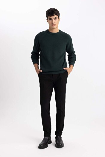 DeFacto Standard Fit Regular Cut Crew Neck Basic Plain Knitwear Sweater A8458Ax24Sp
