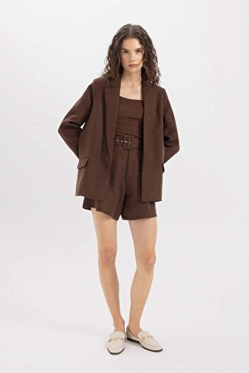 DeFacto High Waist Short Leg Linen Blend Shorts C1586Ax24Sm