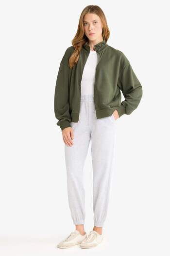 DeFacto Regular Fit Basic Plain Zippered Cardigan F7107Ax25Au