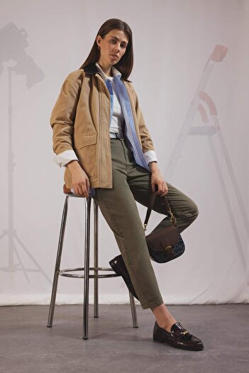 DeFacto Gabardine Winter Pants - High Waist with Pockets and Straight Legs D7413Ax24Au