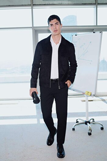 DeFacto Slim Fit Polo Suede Παλτό με λαιμόκοψη