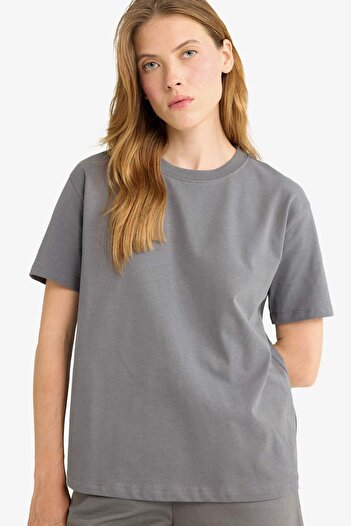 DeFacto Regular Fit Crew Neck Basic Plain Premium Short Sleeve T-Shirt F7105Ax25Au