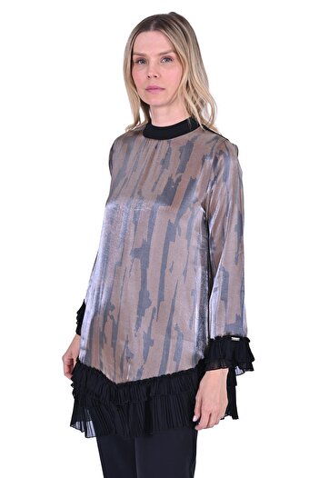 Invee Chiffon Pleated Tunic Brown