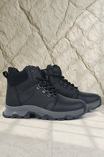 Rakerplus Genuine Leather Black Zippered Trekking Boy Boots