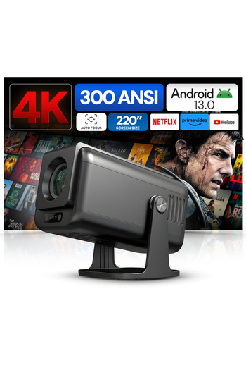 Wownect Mini Smart Projector, Latest Android 13.0, [Auto Focus & Keystone] 350 ANSI Lumens, Native 1