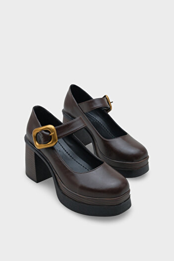 Capone Outfitters Michelina High-Sole Heeled Buckle Mary Jane Women's Shoes