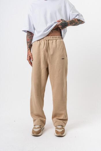Respire Men's Basic Baggy Sweatpants with Text Detail Beige