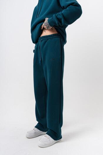 Respire Men's Basic Baggy Sweatpants with Text Detail Emerald