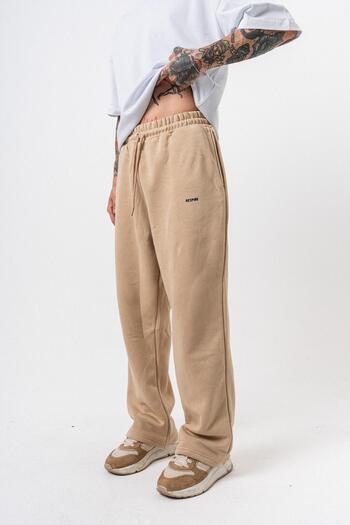 Respire Men's Basic Baggy Sweatpants with Text Detail Beige