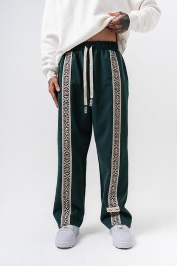 Respire Men's Ethnic Stripe Detailed Winter Doubleface Baggy Sweatpants Nefti
