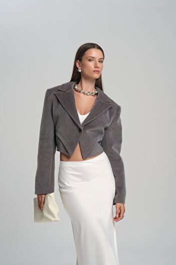 MAI STUDIOS CO. Fusta albă din satin Cecil Slit