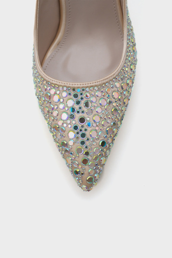 Capone Outfitters Hope Stone Satin High Heel Stiletto with Back Strap