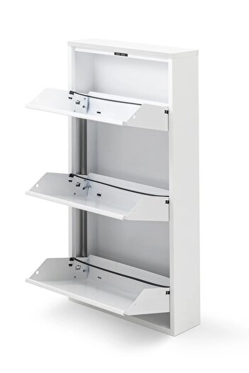 formood Kilitli 3'lü Metal Ayakkabılık - Beyaz - Ral 9016