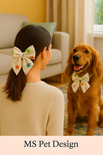 MS Pet Design Adjustable Bow Model Cat Dog Bow Tie and Hair Clip Set