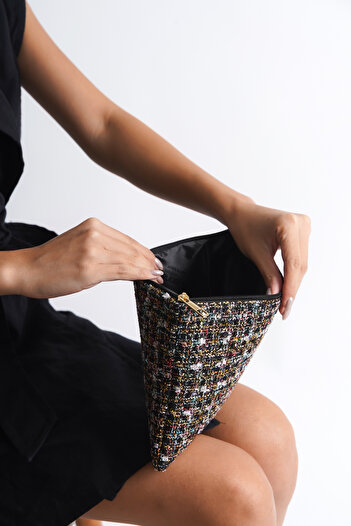 Capone Outfitters Paris Tweed Glitter Black Mini Bag