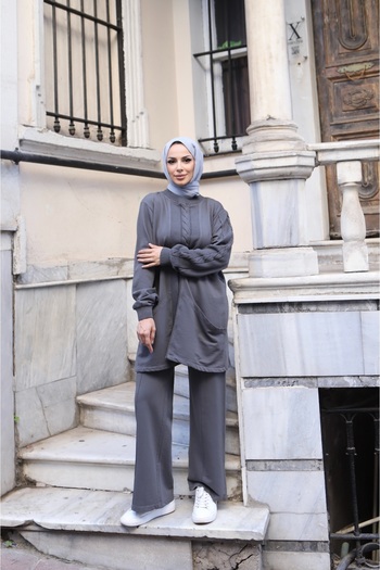 NİSUM MODA Two-Thread Knitwear Set with Side Pockets
