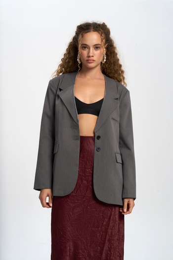 MAİ COLLECTİON Volda Collar Detail Anthracite Blazer