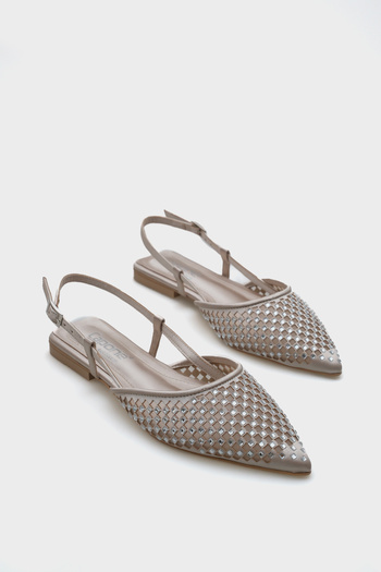 Capone Outfitters Pointed Toe Stoned Satin Ballerinas