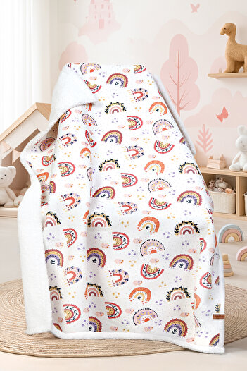 HAMUR Fluffy Baby Blanket 80X100 cm Sky Powder Swaddle Stroller Double-Sided Sheep Hair Blanket 100X80