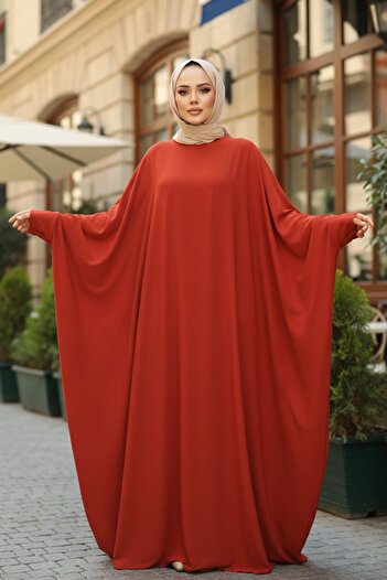 Neva Style Bat Sleeve Tile Hijab Dress 5867Krmt