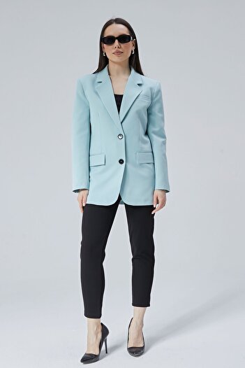Bolivente Jachetă blazer oversize Mint pentru femei - cu nasturi