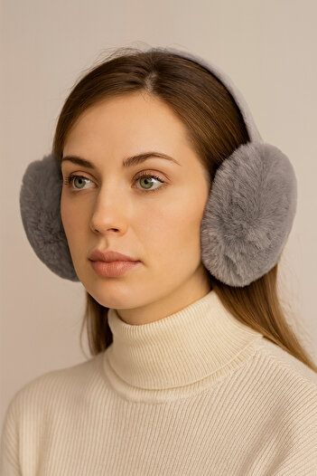 CosmoOutlet Soft Plush Cold Protection Inward Foldable Unisex Gray Headphones