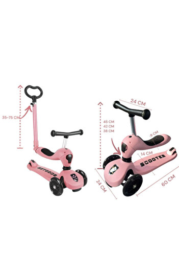 OEM 4-in-1 Convertible Scooter into Tricycle with Adjustable Parent Bar, Child Protection, Footrest