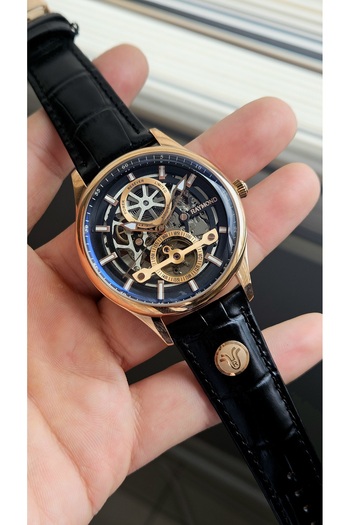 Raymond Rym-280267 Men's Skeleton Automatic Watch Rose-Bk
