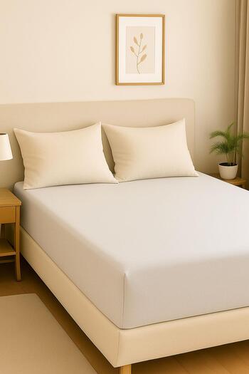 COTENCONCEPT 2 Pieces Oversized Plain Cotton Double 200 X 200 cm Elastic Combed Cotton Bed Sheet