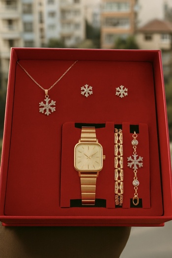 Arzu Butik Women's Wristwatch Watch, Bracelet, Necklace, Earring Gift Set
