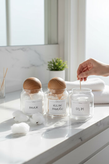 zezedesing Βάζο βαμβακιού & βαμβακιού & νήματος 300 ML με 3 μπαλάκια καπάκια