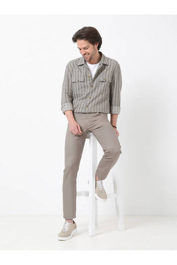 Kip Χακί Χρώμα Casual Fit Βαμβακερό παντελόνι - Κανονική εφαρμογή