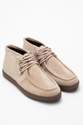 by selvi Lukka Shoes Amy Men's Beige Suede Lace-Up Golf Shoes Boots