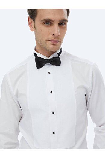 Kip White Slim Fit Tuxedo - Straight Cut, Double Cuff, Ankle Collar Shirt