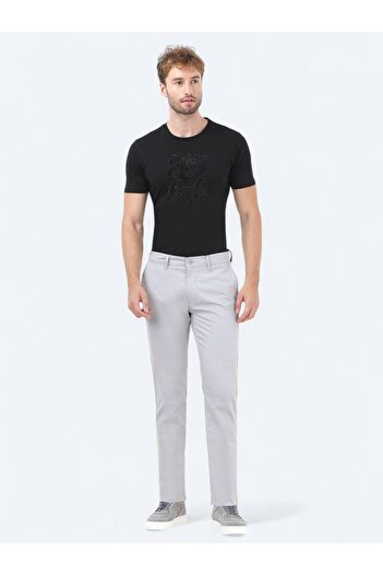 Kip Light Gray Plain Woven Slim Fit Casual Cotton Blended Pants