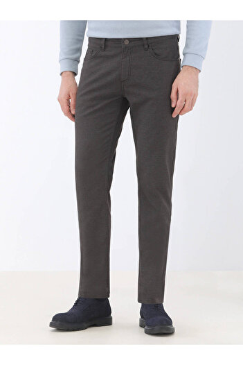 Kip Brown Slim Fit Casual Cotton Blend Pants