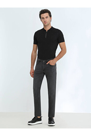 Kip Dark Gray Super Slm Fit Denim Cotton Blended Trousers