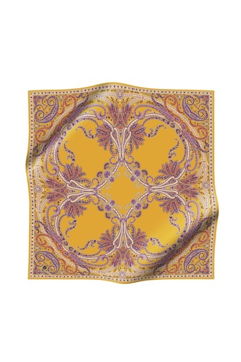 Vissona 100% Twill Silk Shawl με μοτίβο χρυσό χρώμα 90x90 Σχήμα φούσκας: Ράψιμο στο χέρι
