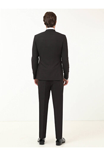 Kip Μαύρο μοτίβο Slim Fit Διπλό Πέτο Υφαντό Σμόκιν Κοστούμι
