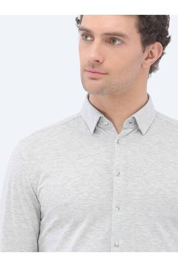Kip Gri Slim Fit Casual %100 Pamuk Gömlek